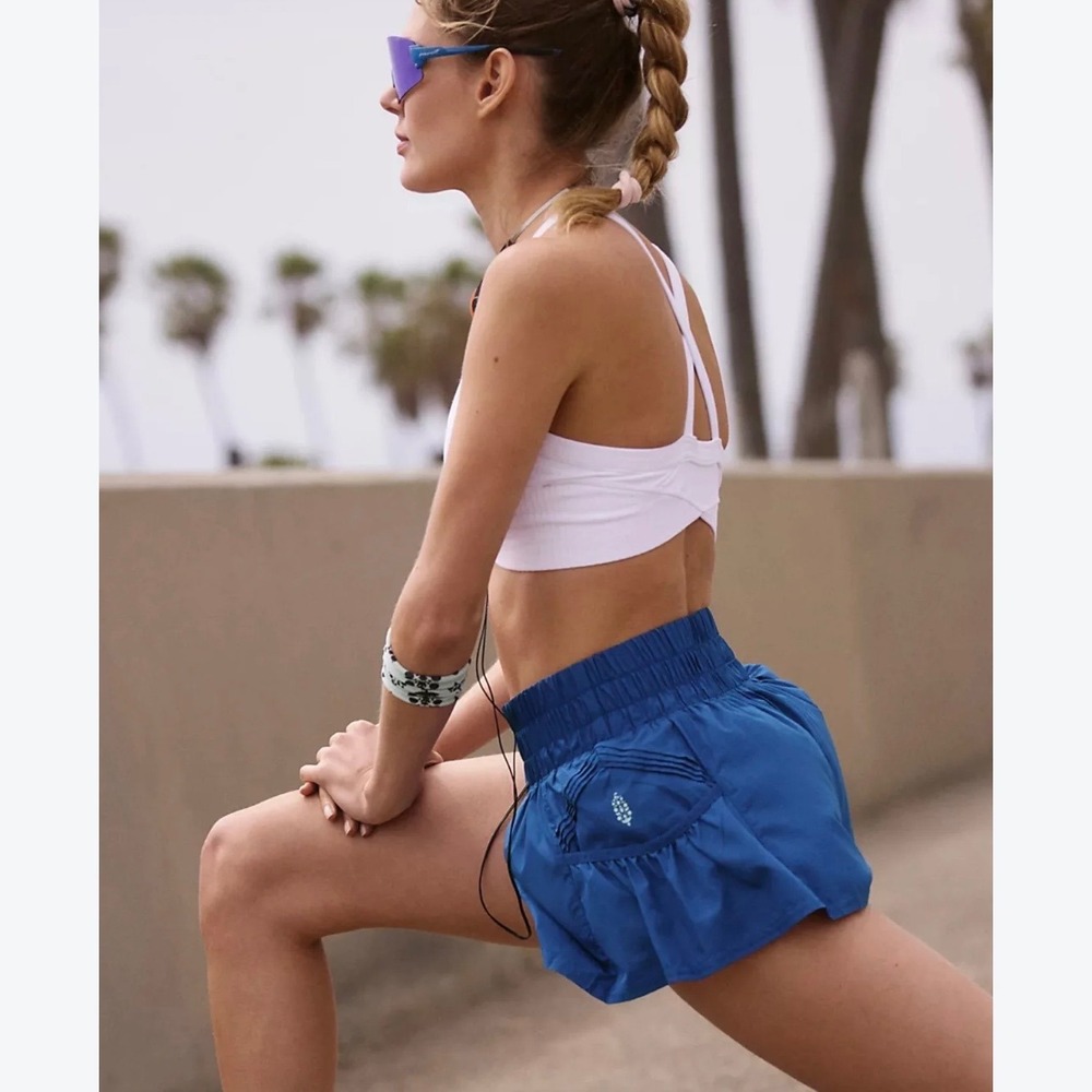 FP Movement Get Your Flirt On Shorts Royal Blue High Rise Running Sporty Medium